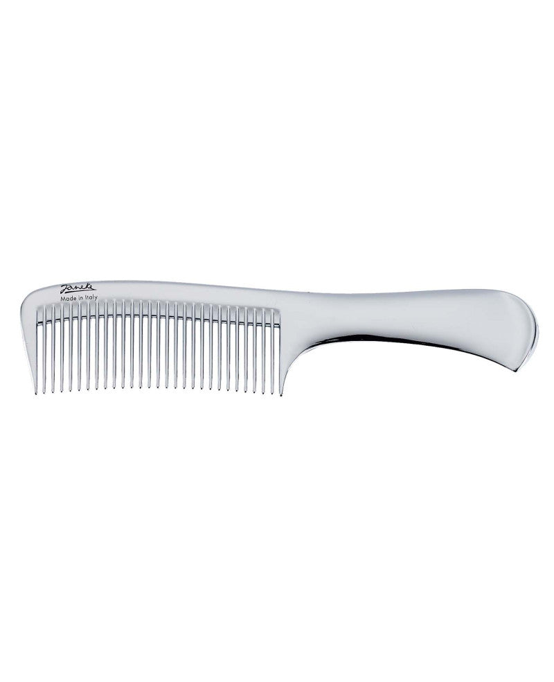 Janeke 1830 Wide-teeth Comb With Handle, Silver Color