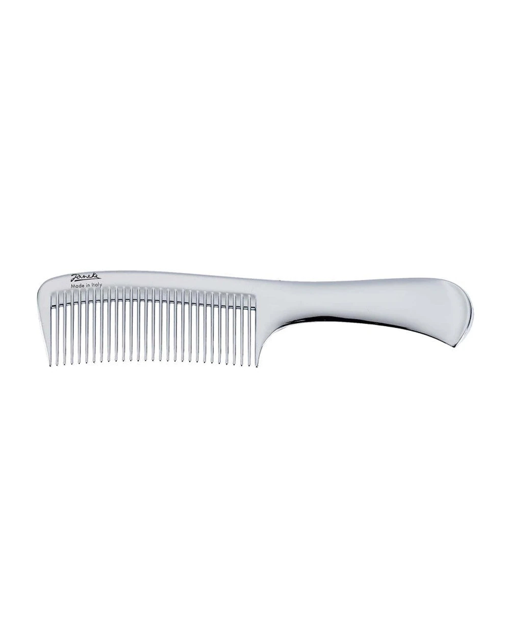 Janeke 1830 Wide-teeth Comb With Handle, Silver Color