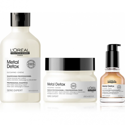 Set L’Oreal Professionnel - Serie Expert Metal Detox Trio, Pentru Detoxifierea Parului, 300ml+250ml+50ml