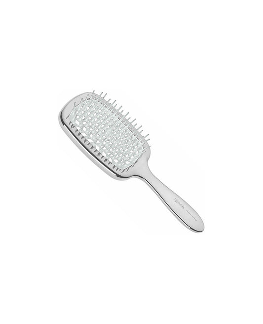 Perie Janeke 1830 - Rectangular hairbrush, Superbrush, with white pins and silver color